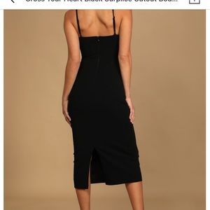 Cross Your Heart Black Surplice Cutout Bodycon Midi Dress